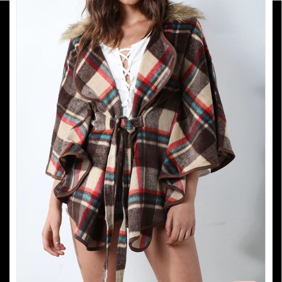 Jackets & Blazers - 🆕Plaid Faux Fur Fall Coat